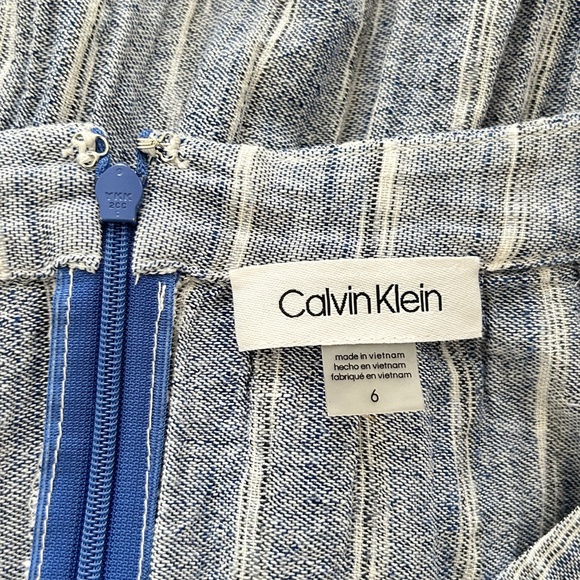 Calvin Klein 100% Cotton Blue & White Striped Short Sleeve Maxi Dress - Picture 16 of 16